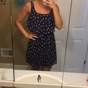 !WORN ONCE! Navy Blue Polka Dot Dress